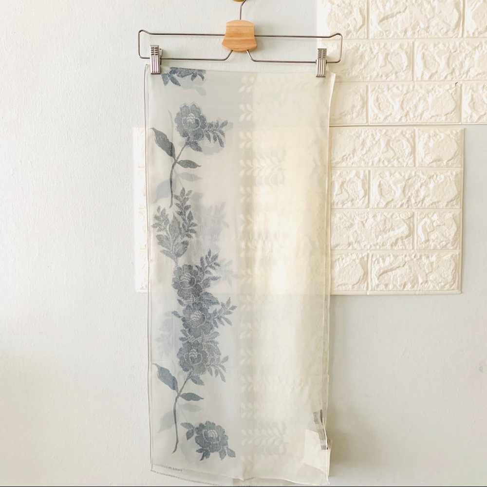 NWT Halston Lifestyle silk scarf, sheer floral